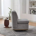 Fauteuil pivotant Okak Mid-Century en chenille avec oreiller, fauteuil d'appoint sans accoudoirs pour les salons, zones de relaxation