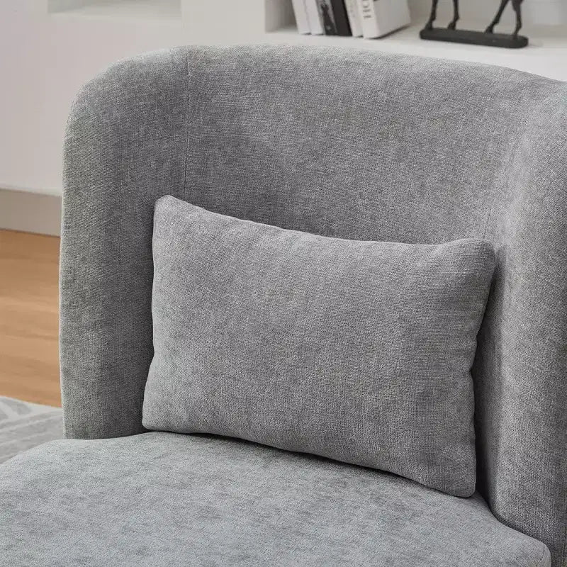 Fauteuil pivotant Okak Mid-Century en chenille avec oreiller, fauteuil d'appoint sans accoudoirs pour les salons, zones de relaxation