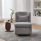 Fauteuil pivotant Okak Mid-Century en chenille avec oreiller, fauteuil d'appoint sans accoudoirs pour les salons, zones de relaxation