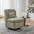 Fauteuil pivotant Okak Mid-Century en chenille avec oreiller, fauteuil d'appoint sans accoudoirs pour les salons, zones de relaxation