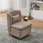 Fauteuil pivotant Okak Mid-Century en chenille avec oreiller, fauteuil d'appoint sans accoudoirs pour les salons, zones de relaxation