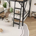 Lit mezzanine pleine taille Okak avec échelle, cadres de lit avec panier de rangement et garde-corps de sécurité, lit mezzanine jumeau pour enfants, adolescents