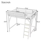 Lit mezzanine pleine taille Okak avec échelle, cadres de lit avec panier de rangement et garde-corps de sécurité, lit mezzanine jumeau pour enfants, adolescents