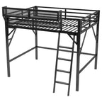 Lit mezzanine pleine taille Okak avec échelle, cadres de lit avec panier de rangement et garde-corps de sécurité, lit mezzanine jumeau pour enfants, adolescents