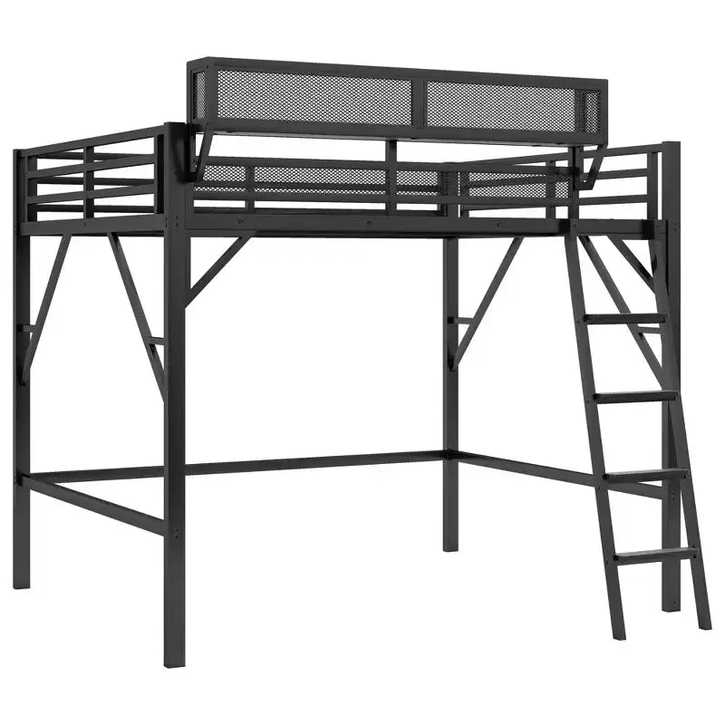 Lit mezzanine pleine taille Okak avec échelle, cadres de lit avec panier de rangement et garde-corps de sécurité, lit mezzanine jumeau pour enfants, adolescents