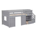 Okak Lit superposé mezzanine pour enfants, taille double, 94,56 po, avec tiroirs et étagères, avec échelle et garde-corps de sécurité, cadres de lit pour chambre d'enfant