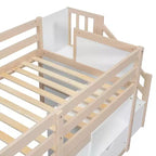 Okak Lit superposé mezzanine pour enfants, taille double, 94,56 po, avec tiroirs et étagères, avec échelle et garde-corps de sécurité, cadres de lit pour chambre d'enfant