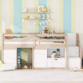 Okak Lit superposé mezzanine pour enfants, taille double, 94,56 po, avec tiroirs et étagères, avec échelle et garde-corps de sécurité, cadres de lit pour chambre d'enfant