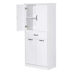 Meuble de salle de bain haut de 167 cm avec 2 paniers à linge basculants, 2 portes et étagères réglables, armoires de rangement de salle de bain autoportantes avec tiroir