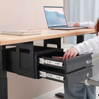VEVOR Tiroir coulissant sous bureau de 33 cm de large, Fixation de tiroir coulissant sous table, Organisateur de rangement dissimulé à 2 niveaux pour bureau, 35,5x33x25,4 cm, Noir