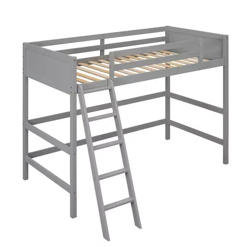 Okak 79.5IN Lit mezzanine pour enfants, taille double, avec échelle, lit double avec barrières de sécurité, cadres de lit pour chambre d'enfants, salle de jeux, salon