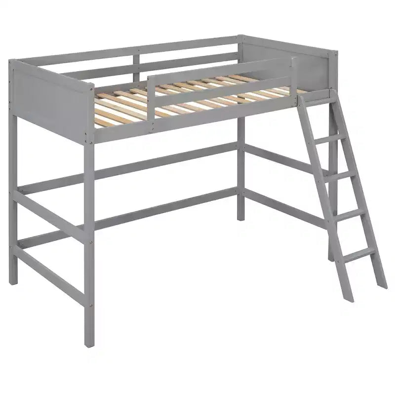 Okak 79.5IN Lit mezzanine pour enfants, taille double, avec échelle, lit double avec barrières de sécurité, cadres de lit pour chambre d'enfants, salle de jeux, salon