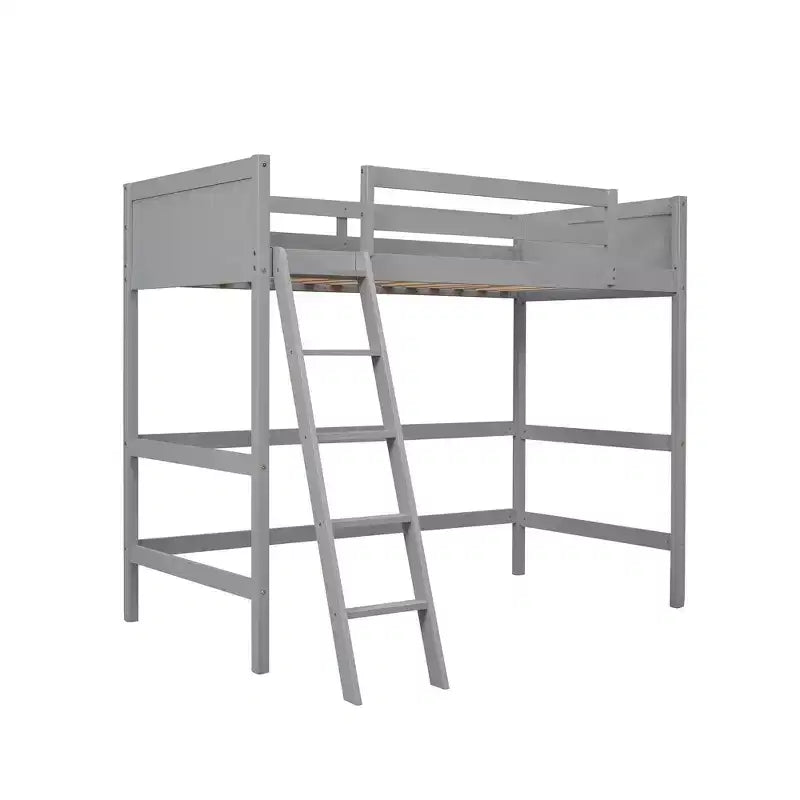 Okak 79.5IN Lit mezzanine pour enfants, taille double, avec échelle, lit double avec barrières de sécurité, cadres de lit pour chambre d'enfants, salle de jeux, salon