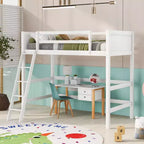 Okak 79.5IN Lit mezzanine pour enfants, taille double, avec échelle, lit double avec barrières de sécurité, cadres de lit pour chambre d'enfants, salle de jeux, salon