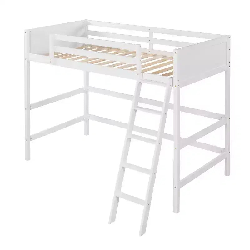 Okak 79.5IN Lit mezzanine pour enfants, taille double, avec échelle, lit double avec barrières de sécurité, cadres de lit pour chambre d'enfants, salle de jeux, salon
