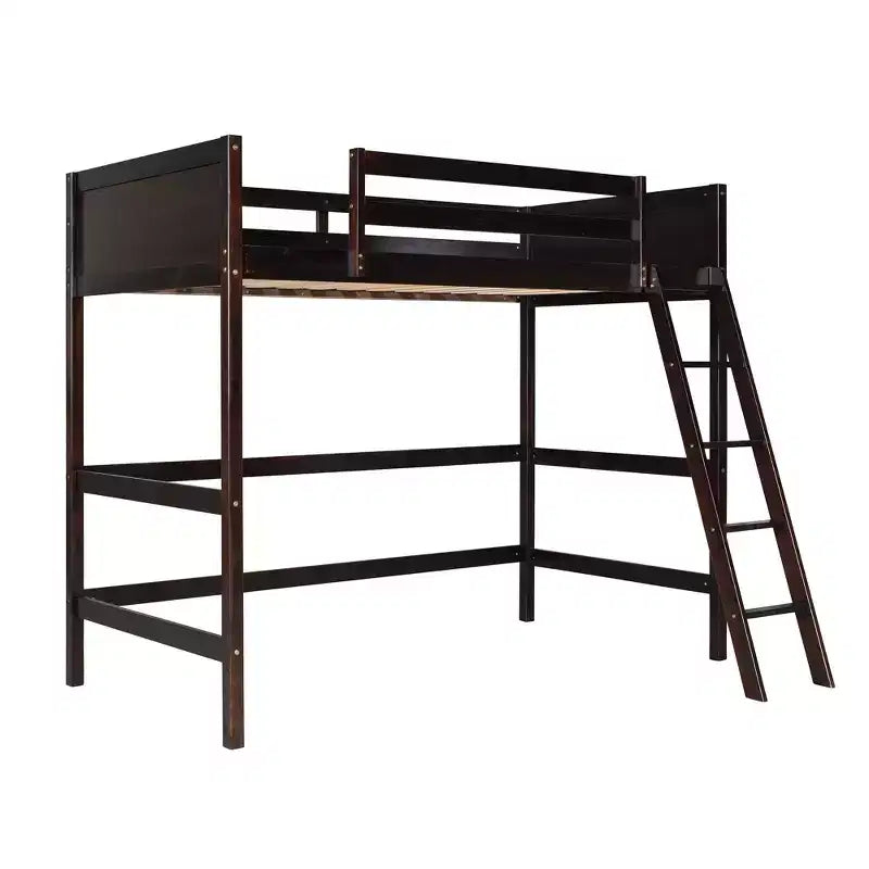 Okak 79.5IN Lit mezzanine pour enfants, taille double, avec échelle, lit double avec barrières de sécurité, cadres de lit pour chambre d'enfants, salle de jeux, salon