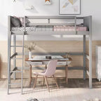 Okak 79.5IN Lit mezzanine pour enfants, taille double, avec échelle, lit double avec barrières de sécurité, cadres de lit pour chambre d'enfants, salle de jeux, salon