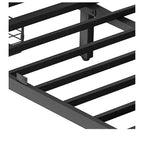 Cadre de lit en métal Queen Size avec tête de lit capitonnée, plateforme avec quatre tiroirs de rangement, support à lattes métalliques