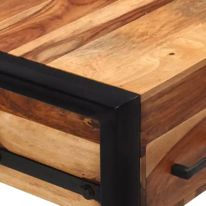 Bureau Marron Bois d'acacia massif, Acier poudré Bureau moyen