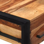 Bureau Marron Bois d'acacia massif, Acier poudré Bureau moyen