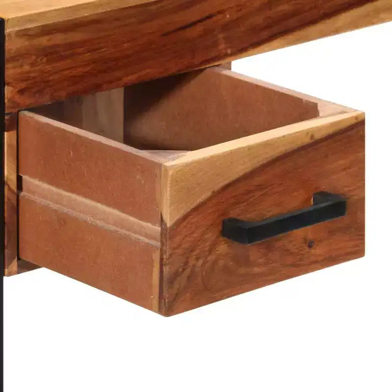 Bureau Marron Bois d'acacia massif, Acier poudré Bureau moyen