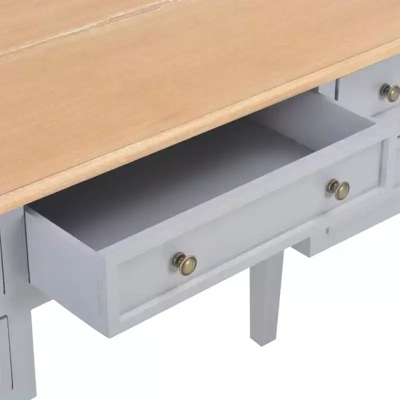Bureau d'écriture gris en MDF, 109,5 cm de long, 45 cm de large, 77,5 cm de haut