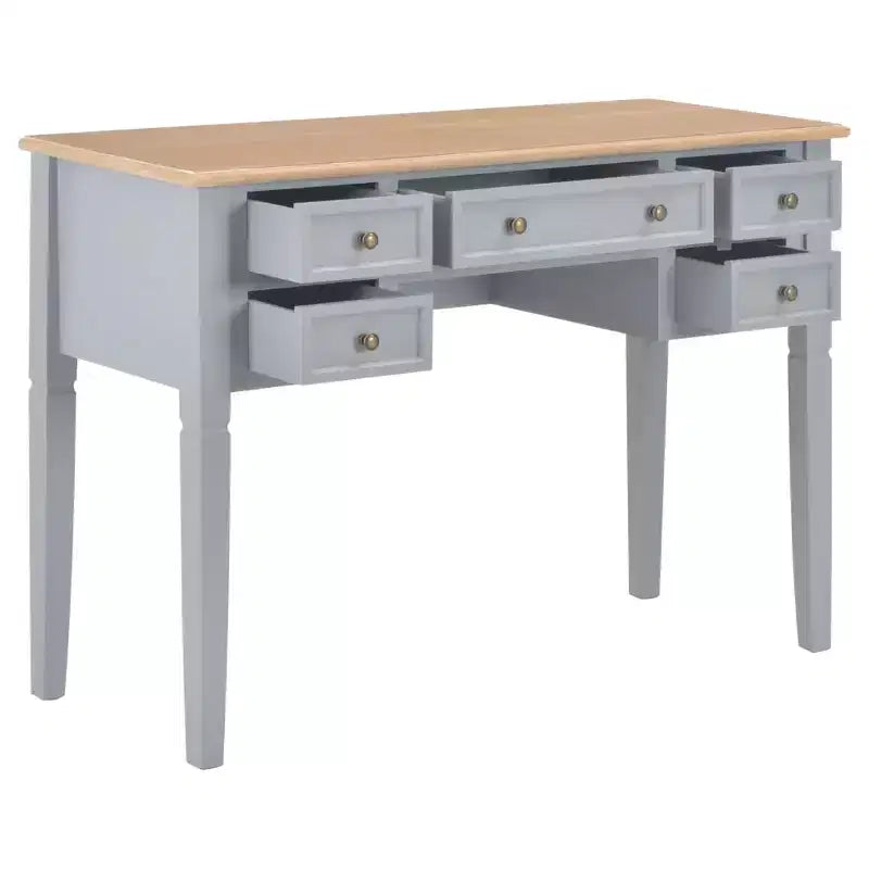 Bureau d'écriture gris en MDF, 109,5 cm de long, 45 cm de large, 77,5 cm de haut