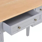 Bureau d'écriture gris en MDF, 109,5 cm de long, 45 cm de large, 77,5 cm de haut