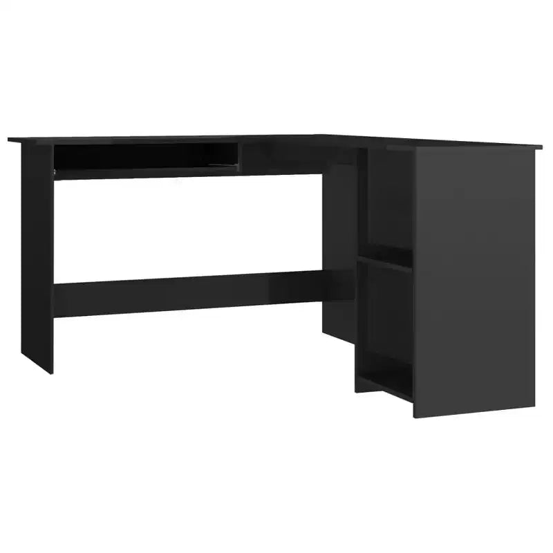 Bureau d'angle Noir brillant Bois d'ingénierie 120x140x75 cm