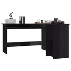 Bureau d'angle Noir brillant Bois d'ingénierie 120x140x75 cm