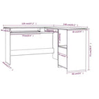 Bureau d'angle Noir brillant Bois d'ingénierie 120x140x75 cm
