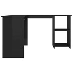 Bureau d'angle Noir brillant Bois d'ingénierie 120x140x75 cm