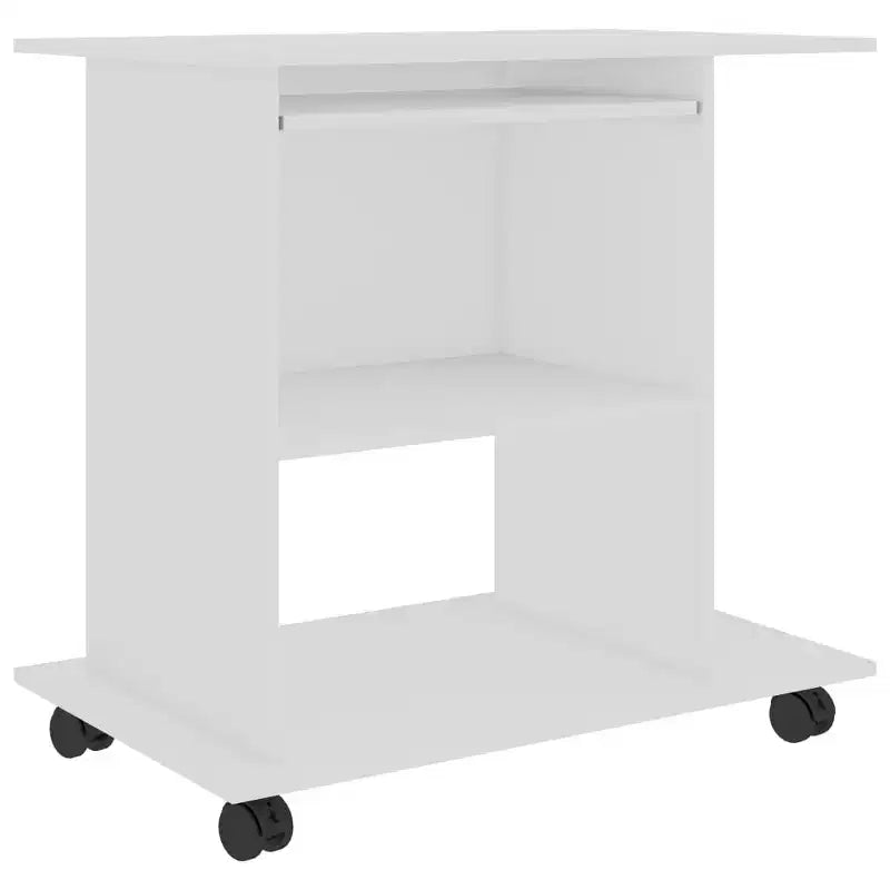 Bureau informatique blanc bois d'ingénierie compact coulissant