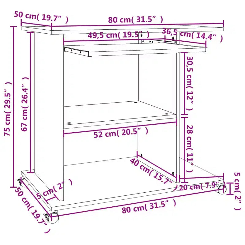 Bureau informatique blanc bois d'ingénierie compact coulissant