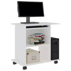 Bureau informatique blanc bois d'ingénierie compact coulissant