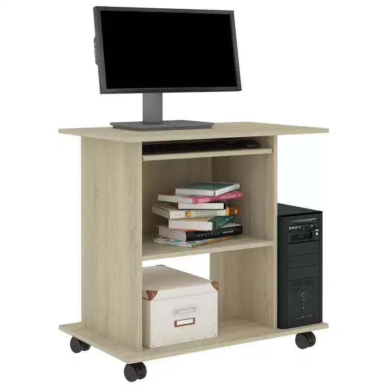 Bureau informatique Chêne Sonoma Bois d'ingénierie Compact Coulissant