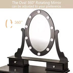 Petite coiffeuse moderne avec miroir et lumières, ensemble coiffeuse pour filles avec 5 tiroirs de rangement, tabouret pour chambre à coucher, table de maquillage pour chambre à coucher