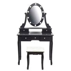 Petite coiffeuse moderne avec miroir et lumières, ensemble coiffeuse pour filles avec 5 tiroirs de rangement, tabouret pour chambre à coucher, table de maquillage pour chambre à coucher