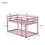 Okak Lit superposé double au sol de 196,3 cm avec échelle, lit double avec garde-corps et lattes renforcées, cadres de lit pour chambre d'enfant, salle de jeux, rose