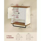 Armoire murale de ferme avec portes de grange, meuble de rangement pour médicaments de 46 x 61 cm avec étagère réglable et barre porte-serviettes, blanc rustique