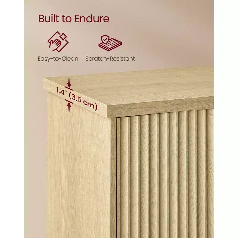 Meuble Mural avec Portes Cannelées, Rangement au-dessus des Toilettes de 60x73 cm avec Étagère Réglable et Barre Porte-Serviettes, Chêne Beige