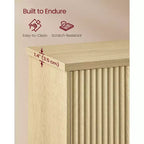 Meuble Mural avec Portes Cannelées, Rangement au-dessus des Toilettes de 60x73 cm avec Étagère Réglable et Barre Porte-Serviettes, Chêne Beige