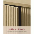 Meuble Mural avec Portes Cannelées, Rangement au-dessus des Toilettes de 60x73 cm avec Étagère Réglable et Barre Porte-Serviettes, Chêne Beige