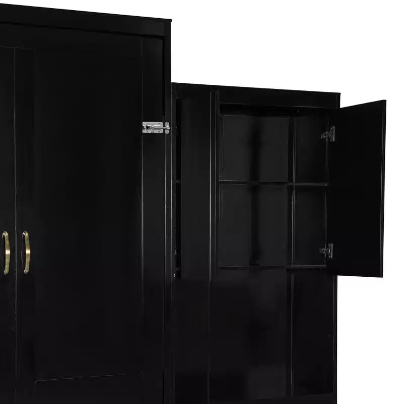 Lit escamotable Queen Size peu encombrant avec bureau, coiffeuse avec miroir et armoires - ModernLuxe