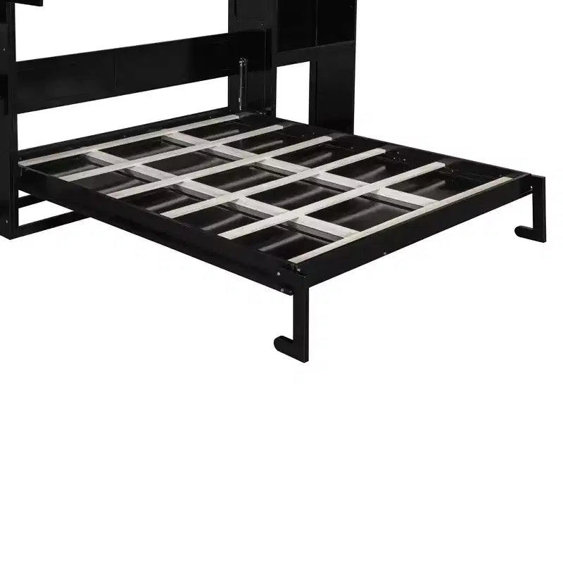 Lit escamotable Queen Size peu encombrant avec bureau, coiffeuse avec miroir et armoires - ModernLuxe