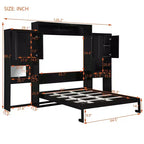 Lit escamotable Queen Size peu encombrant avec bureau, coiffeuse avec miroir et armoires - ModernLuxe