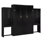 Lit escamotable Queen Size peu encombrant avec bureau, coiffeuse avec miroir et armoires - ModernLuxe
