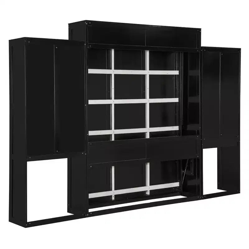 Lit escamotable Queen Size peu encombrant avec bureau, coiffeuse avec miroir et armoires - ModernLuxe