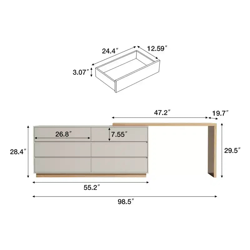 Tables de toilette escamotables, commodes, armoires de rangement Luck Live Mid-Century Modern en bois naturel