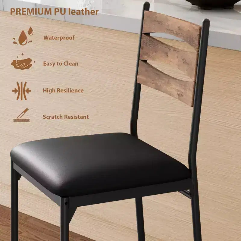 Lot de 4 tabourets de bar hauteur comptoir, chaises de bar rembourrées en similicuir avec dossier en bois, coussin épais et repose-pieds pour îlot de cuisine